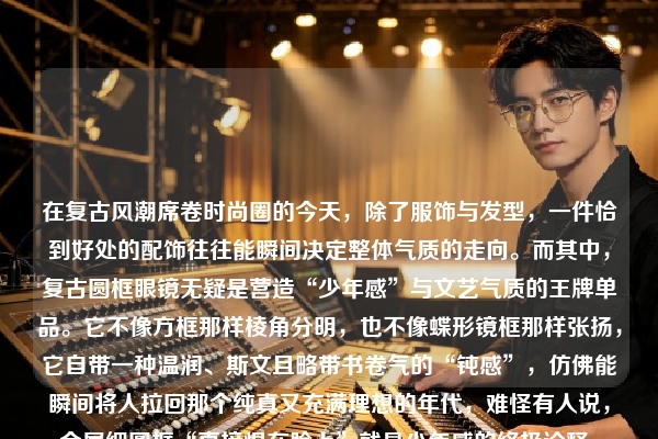 在复古风潮席卷时尚圈的今天，除了服饰与发型，一件恰到好处的配饰往往能瞬间决定整体气质的走向。而其中，复古圆框眼镜无疑是营造“少年感”与文艺气质的王牌单品。它不像方框那样棱角分明，也不像蝶形镜框那样张扬，它自带一种温润、斯文且略带书卷气的“钝感”，仿佛能瞬间将人拉回那个纯真又充满理想的年代，难怪有人说，金属细圆框“直接焊在脸上”就是少年感的终极诠释。