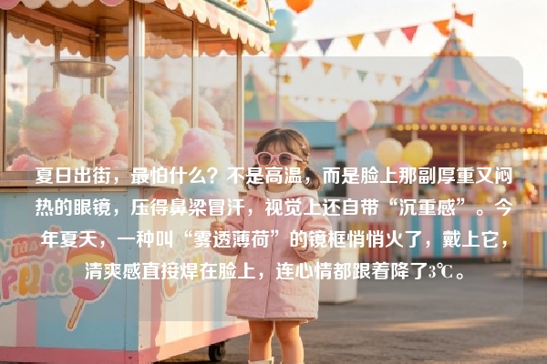 夏日出街，最怕什么？不是高温，而是脸上那副厚重又闷热的眼镜，压得鼻梁冒汗，视觉上还自带“沉重感”。今年夏天，一种叫“雾透薄荷”的镜框悄悄火了，戴上它，清爽感直接焊在脸上，连心情都跟着降了3℃。
