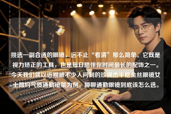 挑选一副合适的眼镜，远不止“看清”那么简单。它既是视力矫正的工具，也是每日陪伴你时间最长的配饰之一。今天我们就以近期被不少人问到的珍视杰半框金丝眼镜女士简约气质通勤镜架为例，聊聊通勤眼镜到底该怎么选。