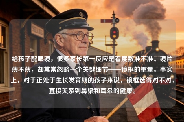 给孩子配眼镜，很多家长第一反应是看度数准不准、镜片薄不薄，却常常忽略一个关键细节——镜框的重量。事实上，对于正处于生长发育期的孩子来说，镜框选得对不对，直接关系到鼻梁和耳朵的健康。